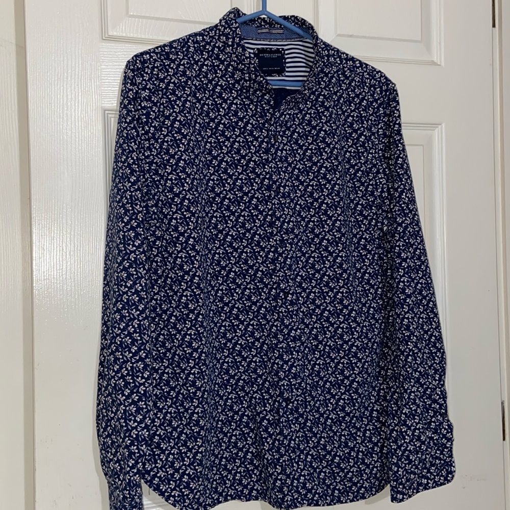 Men’s Denim and Flower Shirt XL